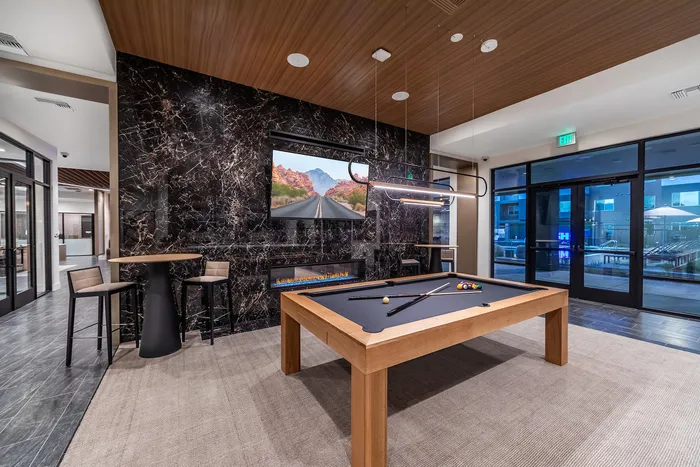 Pool table and flat screen tv