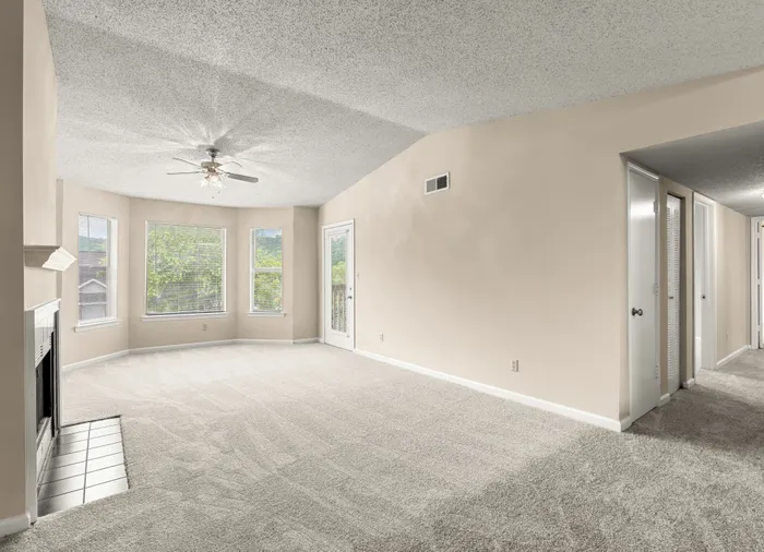 vacant living room with fire place