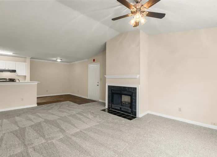vacant living room with fireplace
