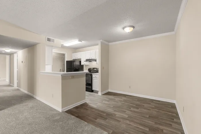 vacant kitchen and dining