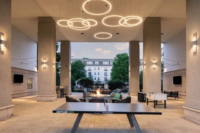 Outdoor game area with foosball & ping pong tables