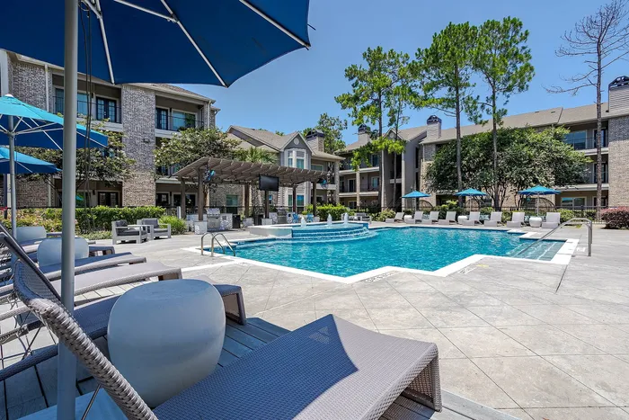 Pool with covered seating