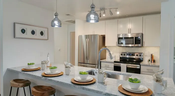 Large kitchen counters with seating
