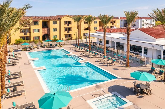 aerial pool area