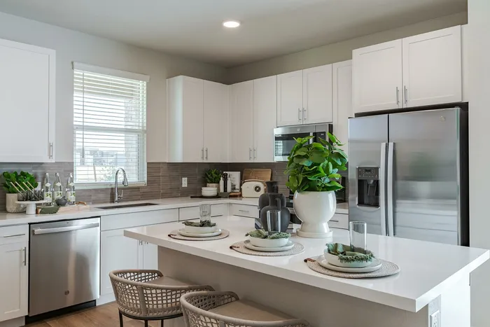 Kitchen with stainless steel appliances