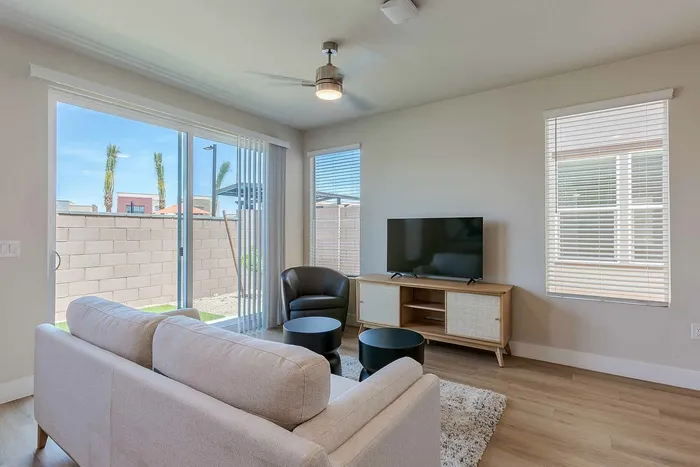 living room with sliding patio door