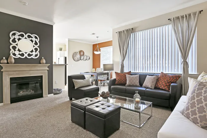 Living room with fireplace