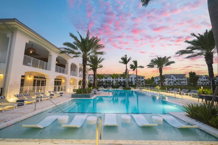Exterior pool twilight