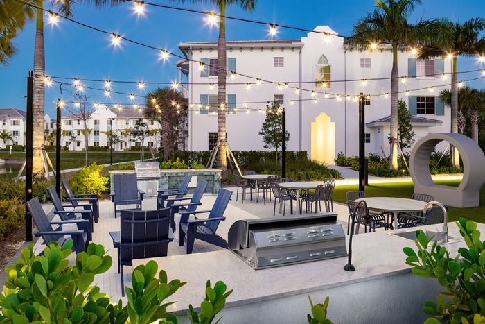 outdoor grill and seating