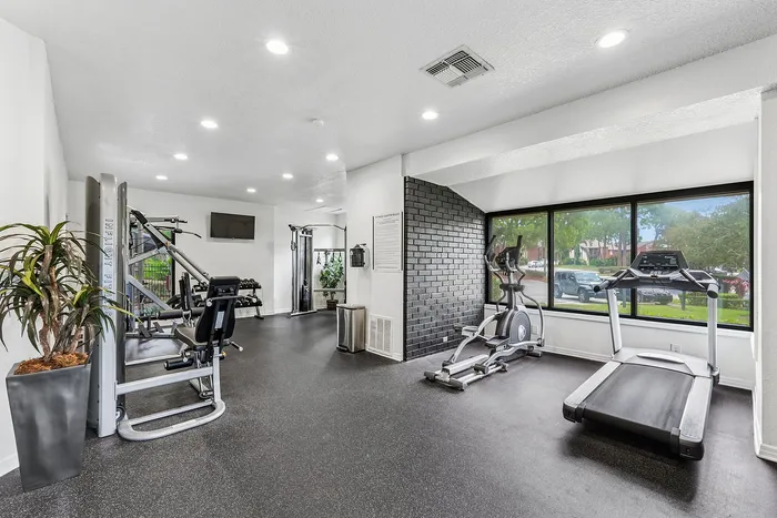 Fitness Center with garden view