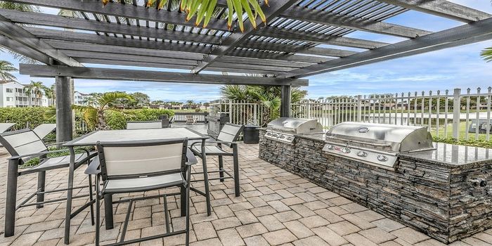 BBQ island with a dedicated space with seating