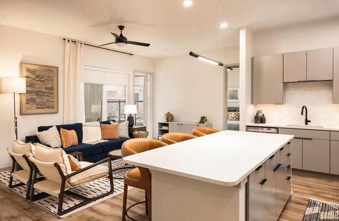Sitting area connected with kitchen area