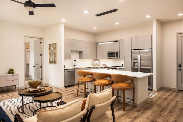 Sitting area connected with kitchen area