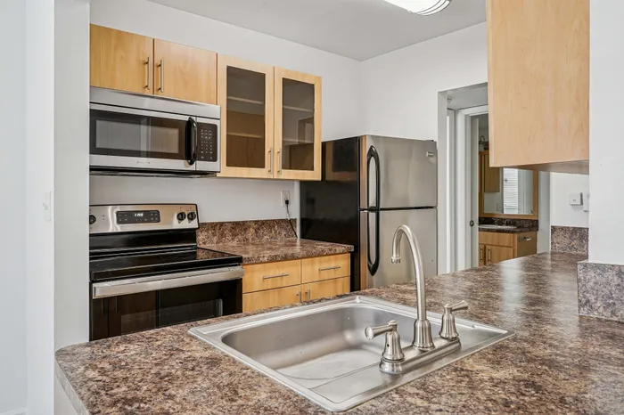 tan cabinet kitchen