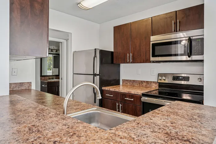 updated kitchen with stainless steel appliance