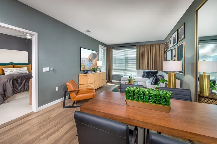 dining table and living room