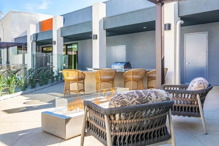 outdoor firepit and grilling area