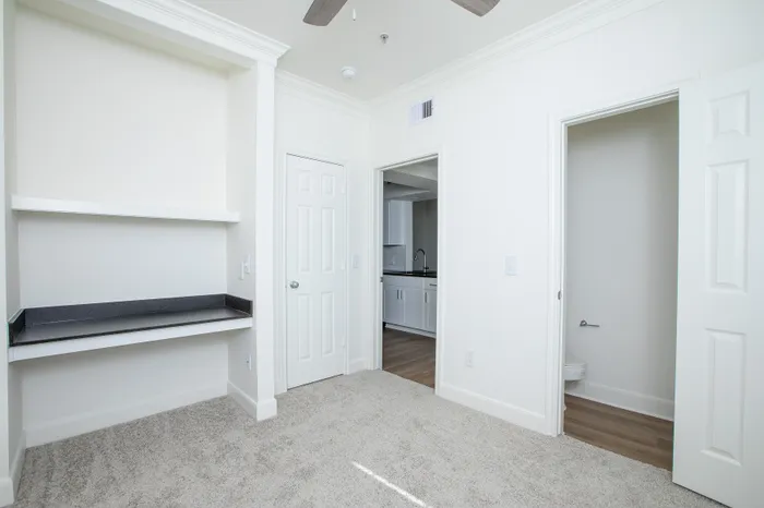 home office with built-in desk