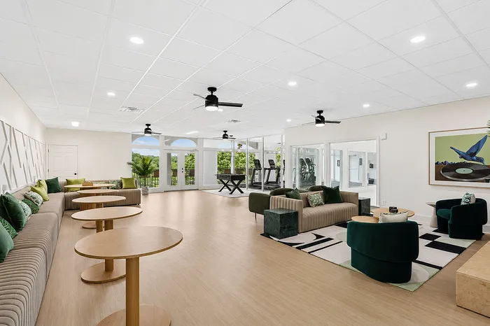 Clubhouse and coworking space at Avana Cumberland in Atlanta, GA.
