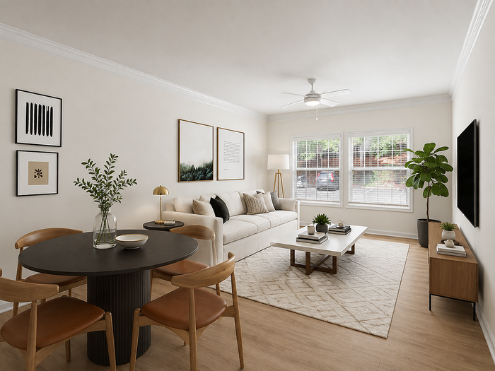 Bright apartment living room at Avana TownPark in Kennesaw, GA