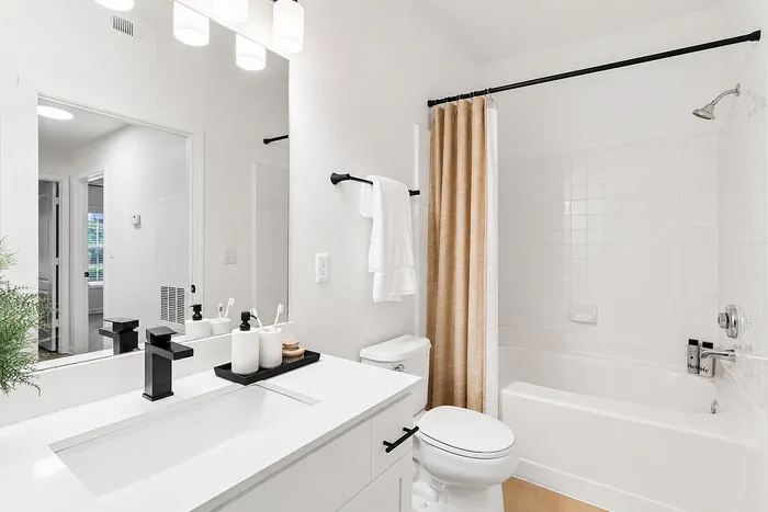 Apartment bathroom with modern finishes at Avana TownPark in Kennesaw, GA