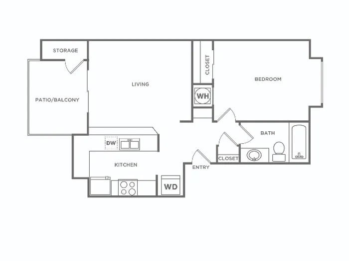 One Bedroom | 1 bed 1 bath | 583 sq ft