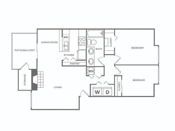 Two Bedroom / One Bath | 2 bed 1 bath | 935 sq ft