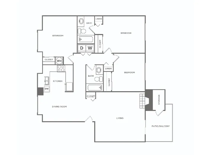 Three Bedroom | 3 bed 2 bath |  1495 sq ft