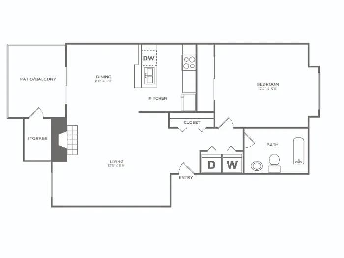 One Bedroom | 1 bed 1 bath | 660 sq ft