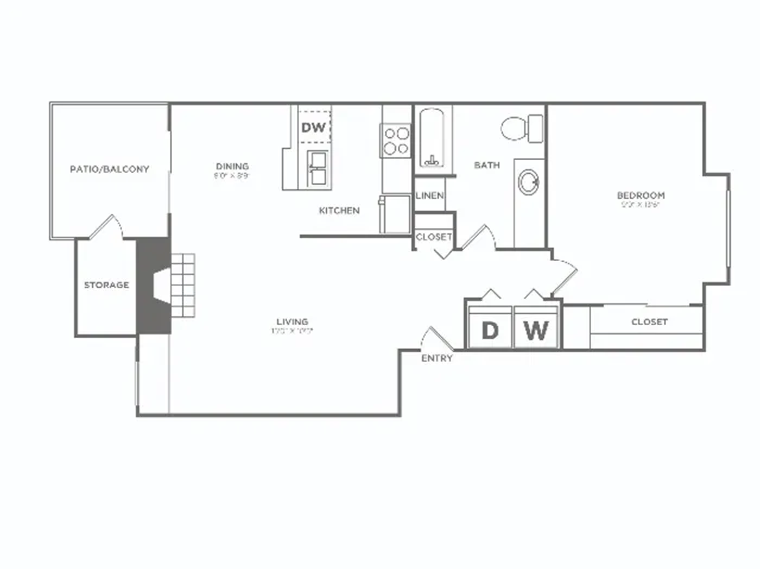 One Bedroom | 1 bed 1 bath | 698 sq ft