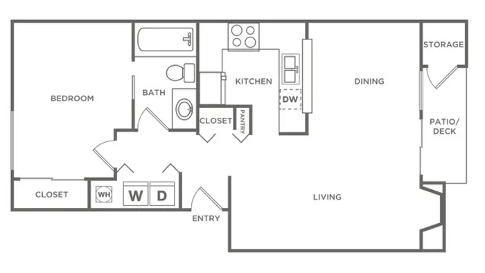 1 Bedroom 1 Bath | 691 sq. ft.