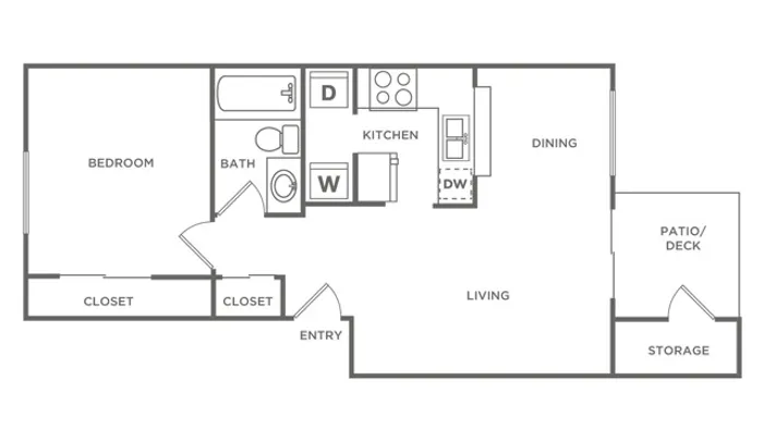 1 Bedroom 1 Bath | 692 sq. ft.