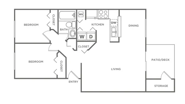 2 Bedroom 1 Bath | 868 sq. ft.