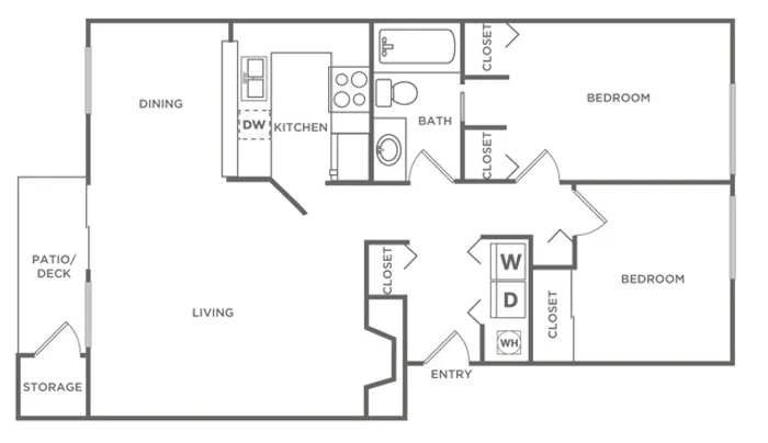2 Bedroom 1 Bath | 871 sq. ft.
