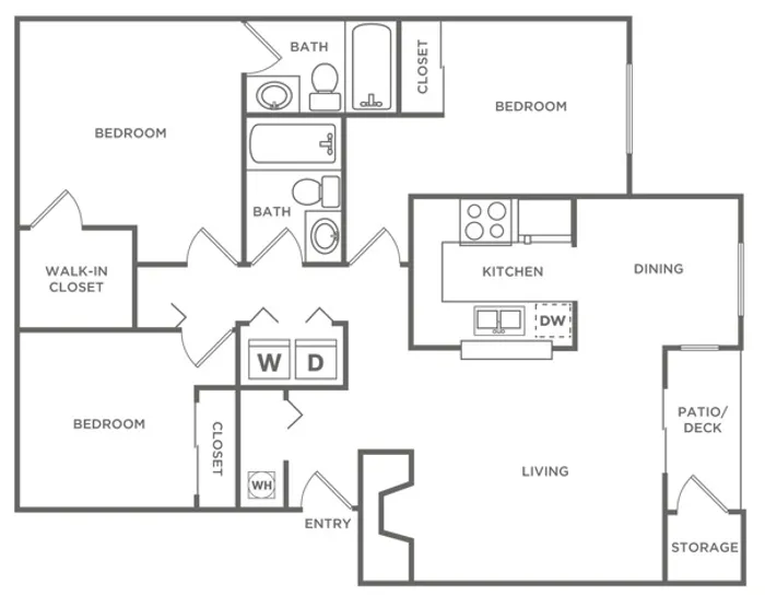 3 Bedroom 2 Bath | 1,108 sq. ft.