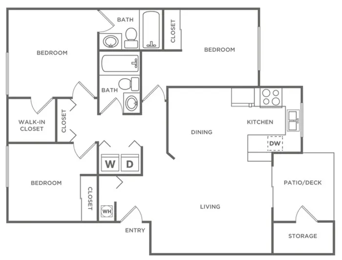3 Bedroom 2 Bath | 1,123 sq. ft.