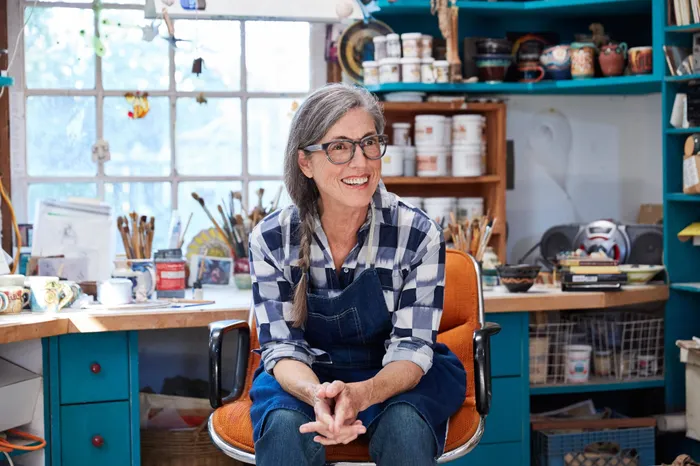 Active Lady in Art Studio