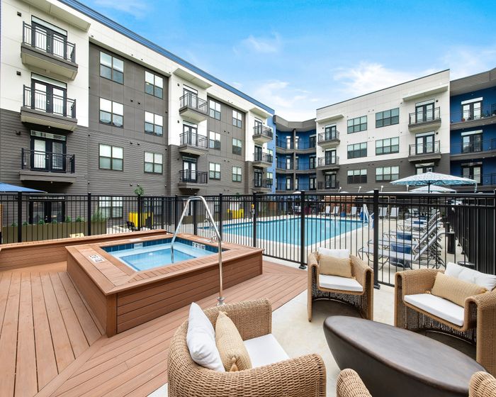 wading pool attached to a swimming pool area