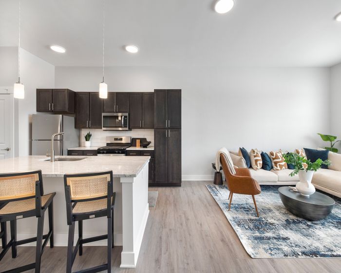 Bright living room attached with Kitchen