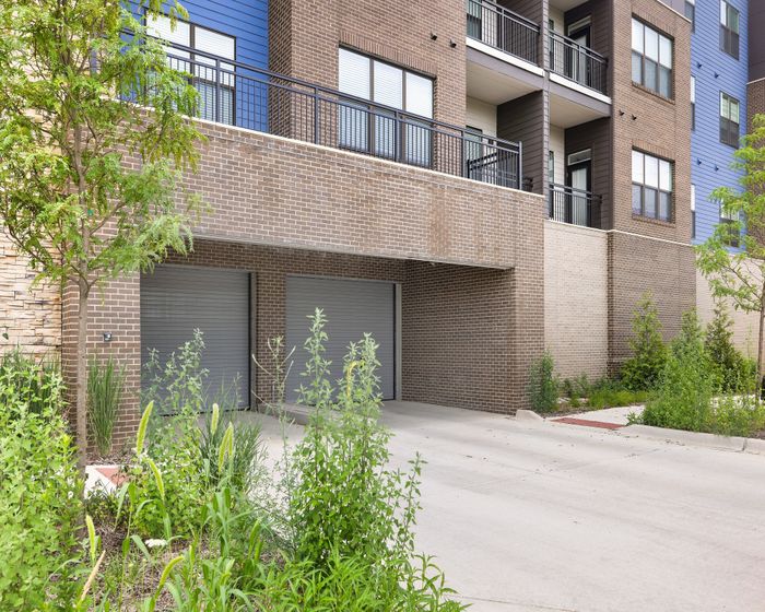 Street View of Building with Underground Garage Entrance