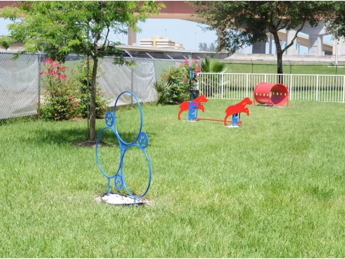 Royal Palms Apartments, exterior, dog park, toys, grass, trees