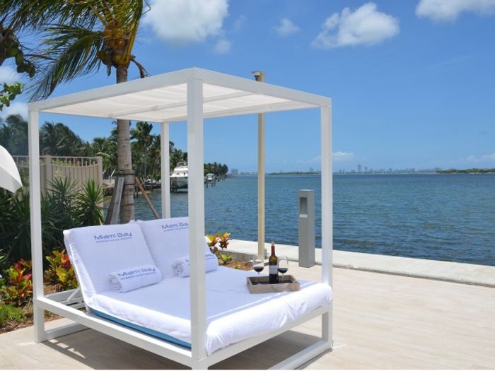 Miami Bay Waterfront Midtown Residences, exterior, water view, outdoor lounging, waterfront cabanas