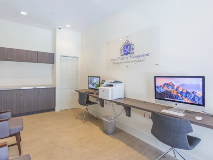Miami Bay Waterfront Midtown Residences, interior, business center, computers, printer, laptop bar