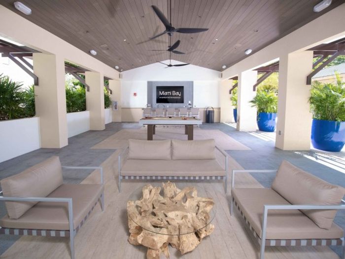 Miami Bay Waterfront Midtown Residences, exterior, outdoor pavilion with seating and game table