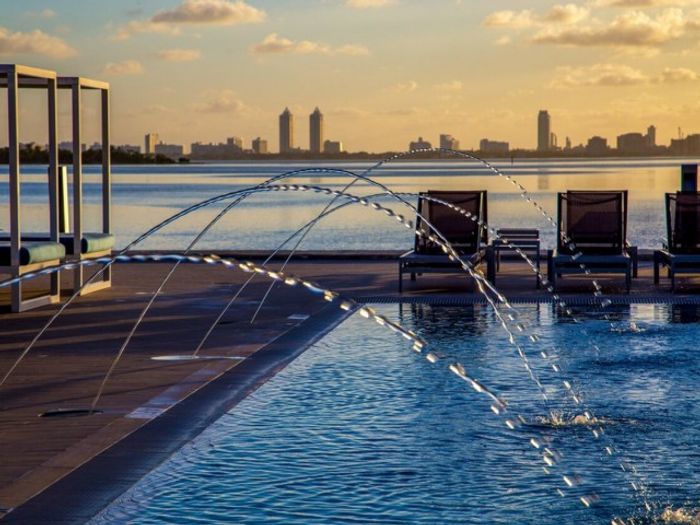 Miami Bay Waterfront Midtown Residences, exterior, sunrise, lounging, pool, fountains