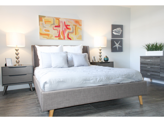 Bedroom with Wood Plank Flooring