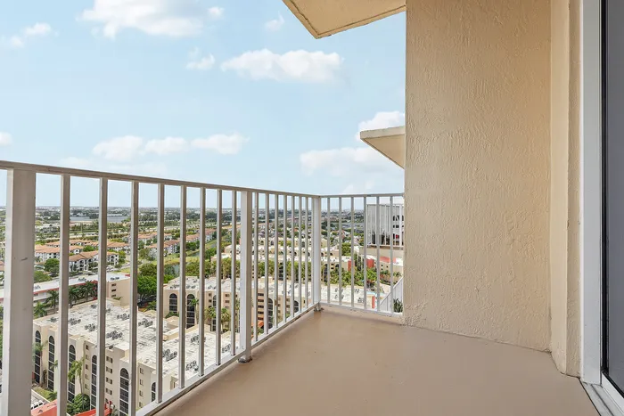 Apartment balcony with breathtaking panoramic views of the cityscape