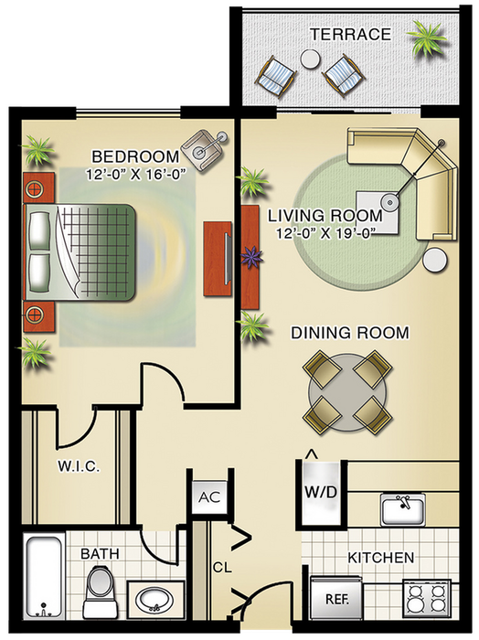 Model A | 1 Bedroom, 1 Bath