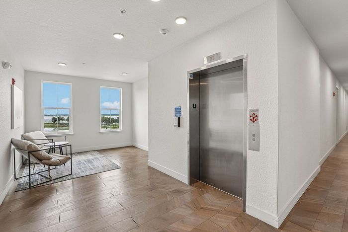 Elevator lobby at Mosaic at Lake Toho apartments