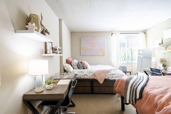 Large desks in bedroom  | University Gateway Apartments in Los Angeles, CA.